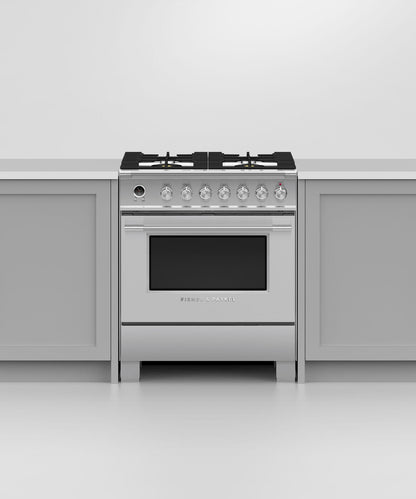 FISHER & PAYKEL OR30SCG6W1 Dual Fuel Range, 30", 4 Burners, Self-cleaning - OR30SCG6W1-KT