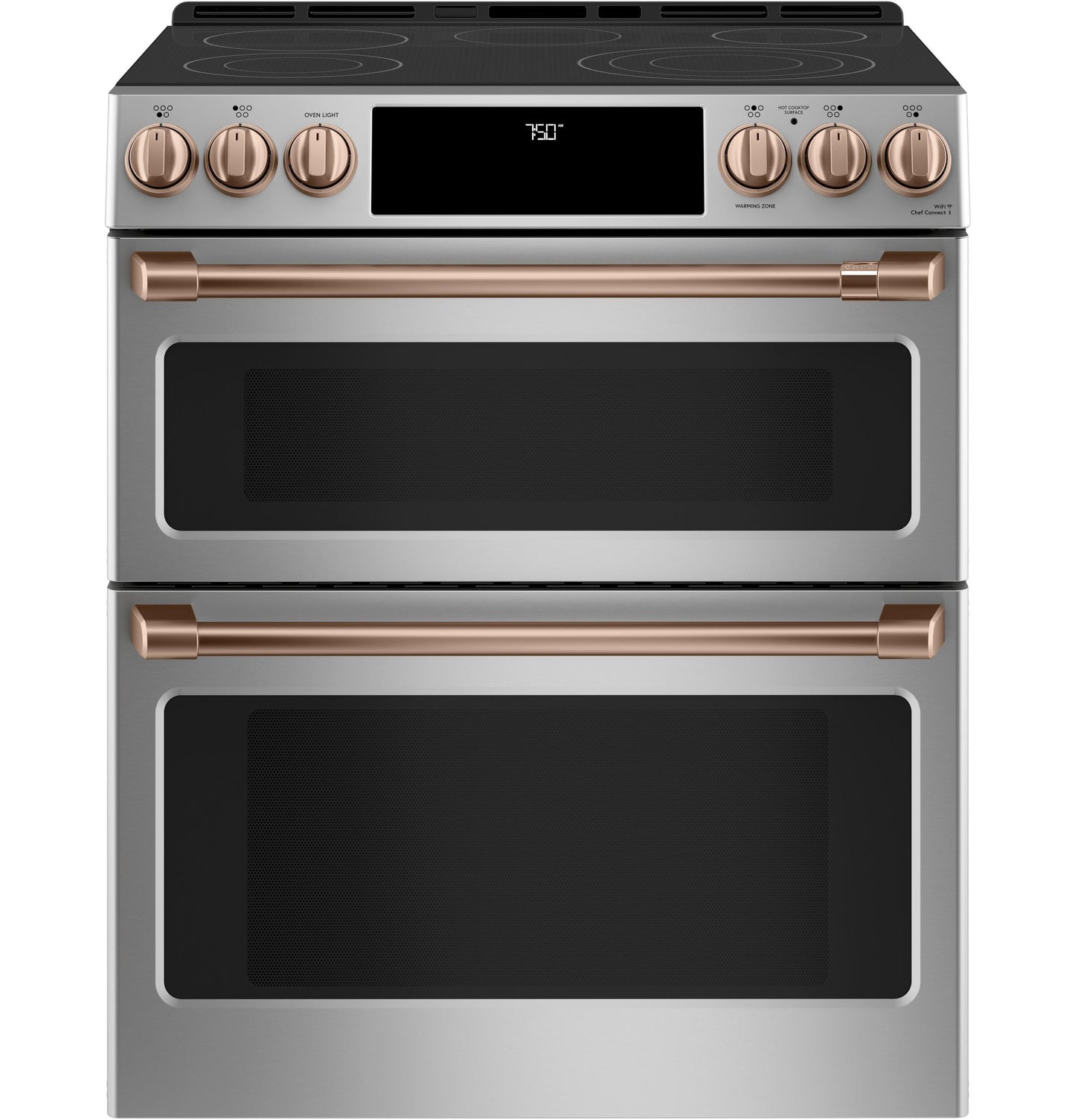 Café Front Control Electric Knobs and Handles - Brushed Copper - CXFCEHKPMCU-KT