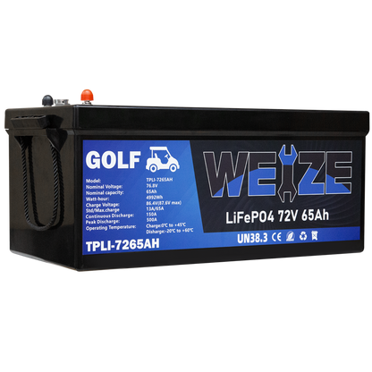 WEIZE 76.8V 65AH LiFePO4 Golf Cart Battery, 4992Wh Bluetooth Lithium Battery - BAC-0118
