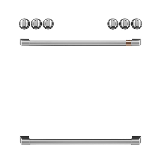 Café Front Control Electric Knobs and Handles - Brushed Stainless - CXFCEHKPMSS-KT