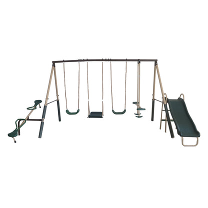 XDP Recreation Deerfield Playground Swing Set, Super Disc, Slide, Glider & Swing - 102128