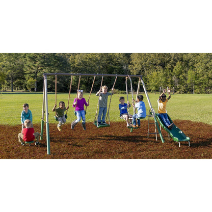 XDP Recreation Crestview Outdoor Swing Set w/ Slide, Glider, 3 Swings, & See Saw - 102127