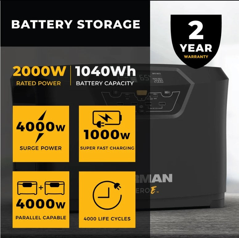 Firman E201001 ZERO E Portable Power Station 2000W/4000W 1040WH New E201001