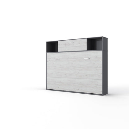 Maxima House Invento Horizontal Wall Bed, European Full XL Size with a cabinet on top - IN140H-13W