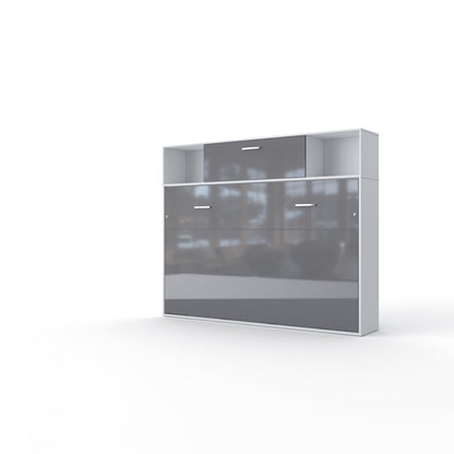 Maxima House Invento Horizontal Wall Bed, European Full XL Size with a cabinet on top - IN140H-13W
