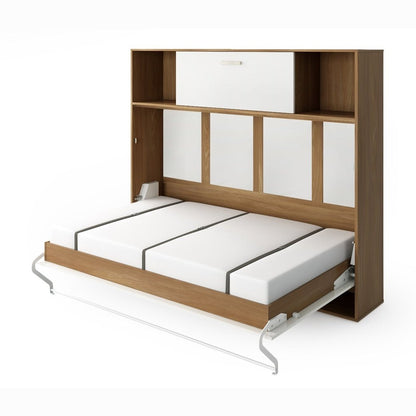 Maxima House Invento Horizontal Wall Bed, European Full XL Size with a cabinet on top - IN140H-13W