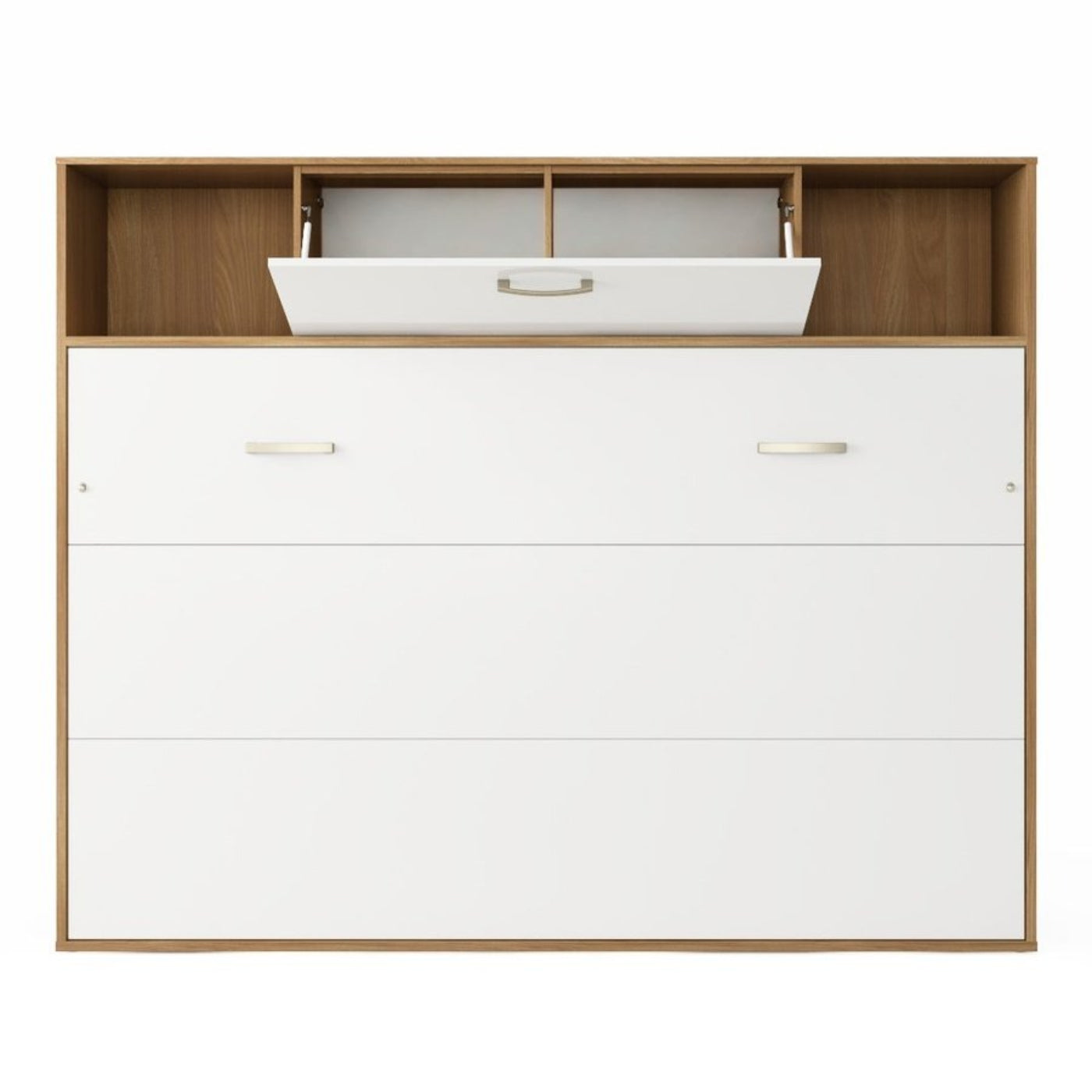 Maxima House Invento Horizontal Wall Bed, European Full XL Size with a cabinet on top - IN140H-13W