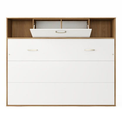Maxima House Invento Horizontal Wall Bed, European Full XL Size with a cabinet on top - IN140H-13W