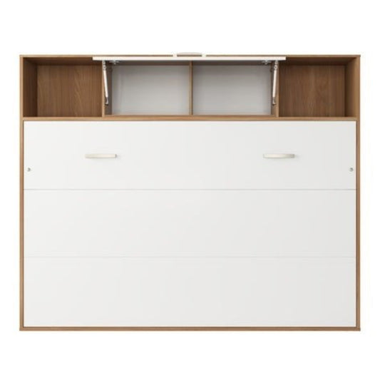Maxima House Invento Horizontal Wall Bed, European Full XL Size with a cabinet on top - IN140H-13W