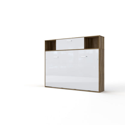 Maxima House Invento Horizontal Wall Bed, European Full XL Size with a cabinet on top - IN140H-13W