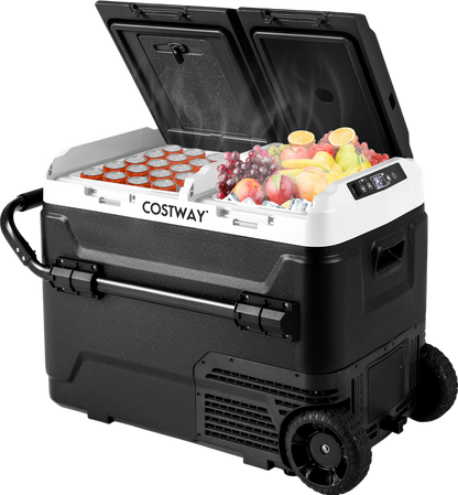 Costway Portable Compressor Fridge Freezer for Vehicles Dual Zone 53 Quart New - FP10736US-BK