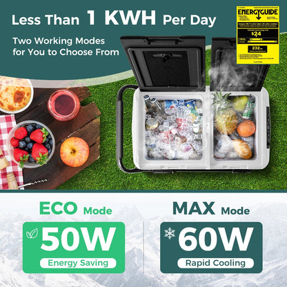 Costway Portable Compressor Fridge Freezer for Vehicles Dual Zone 53 Quart New - FP10736US-BK