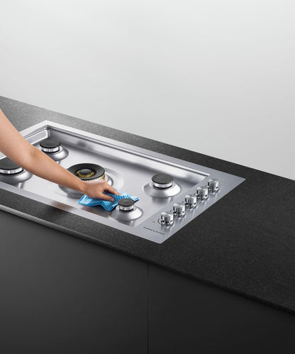 FISHER & PAYKEL CG365DLPRX2N Gas on Steel Cooktop, 36", Flush Fit, LPG - CG365DLPRX2N-KT