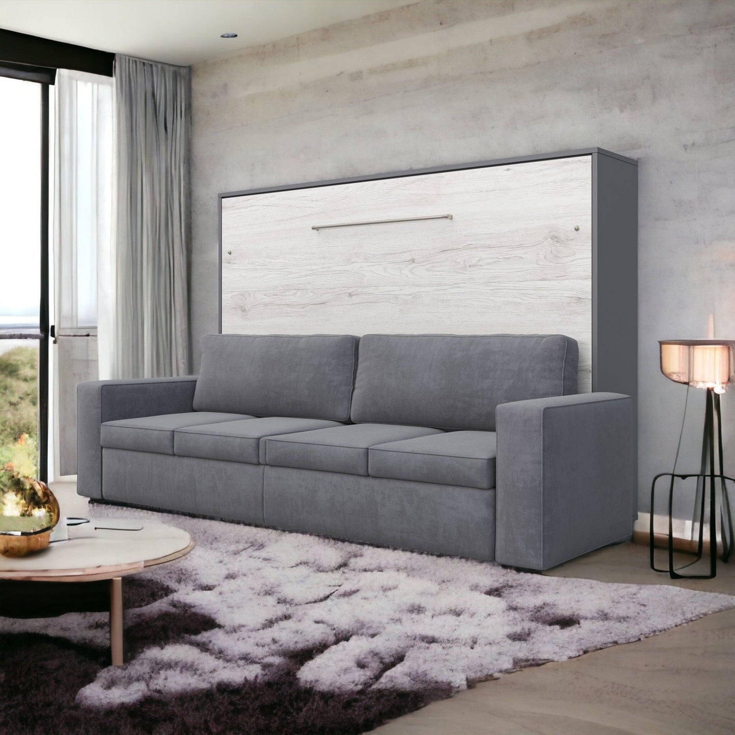 Maxima House Horizontal Murphy bed INVENTO with a Sofa, European FULL XL - IN004GW-G - Backyard Provider