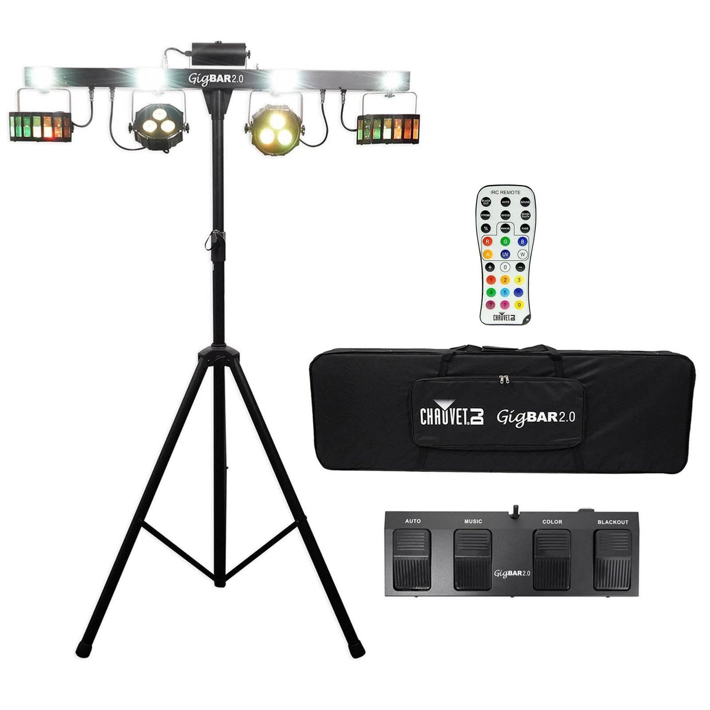Chauvet DJ 4-in-1 LED GigBAR 2.0 Light FX System w/ Tripod+Remote+Footswitch+Bag - 141551