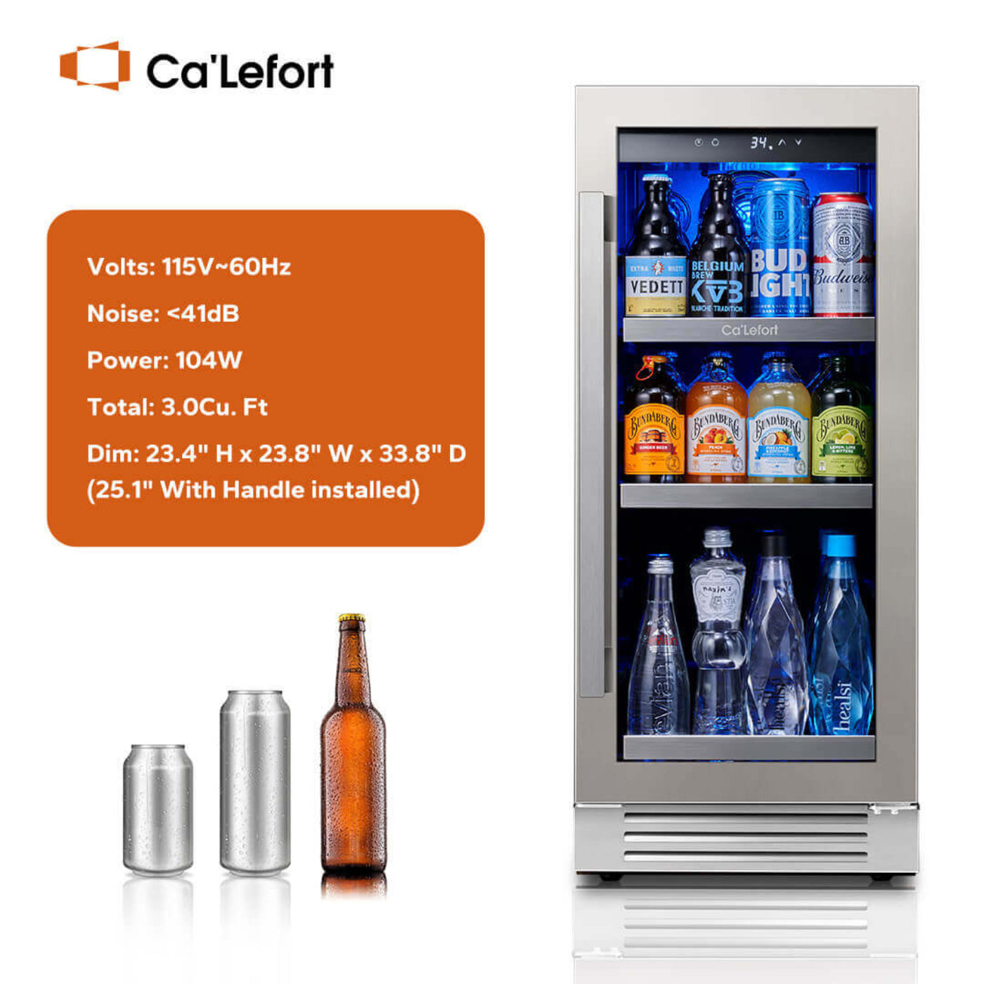 Ca'Lefort 15 inch 100 Can Beverage Refrigerator, Built in or Freestanding - CLF-BS15