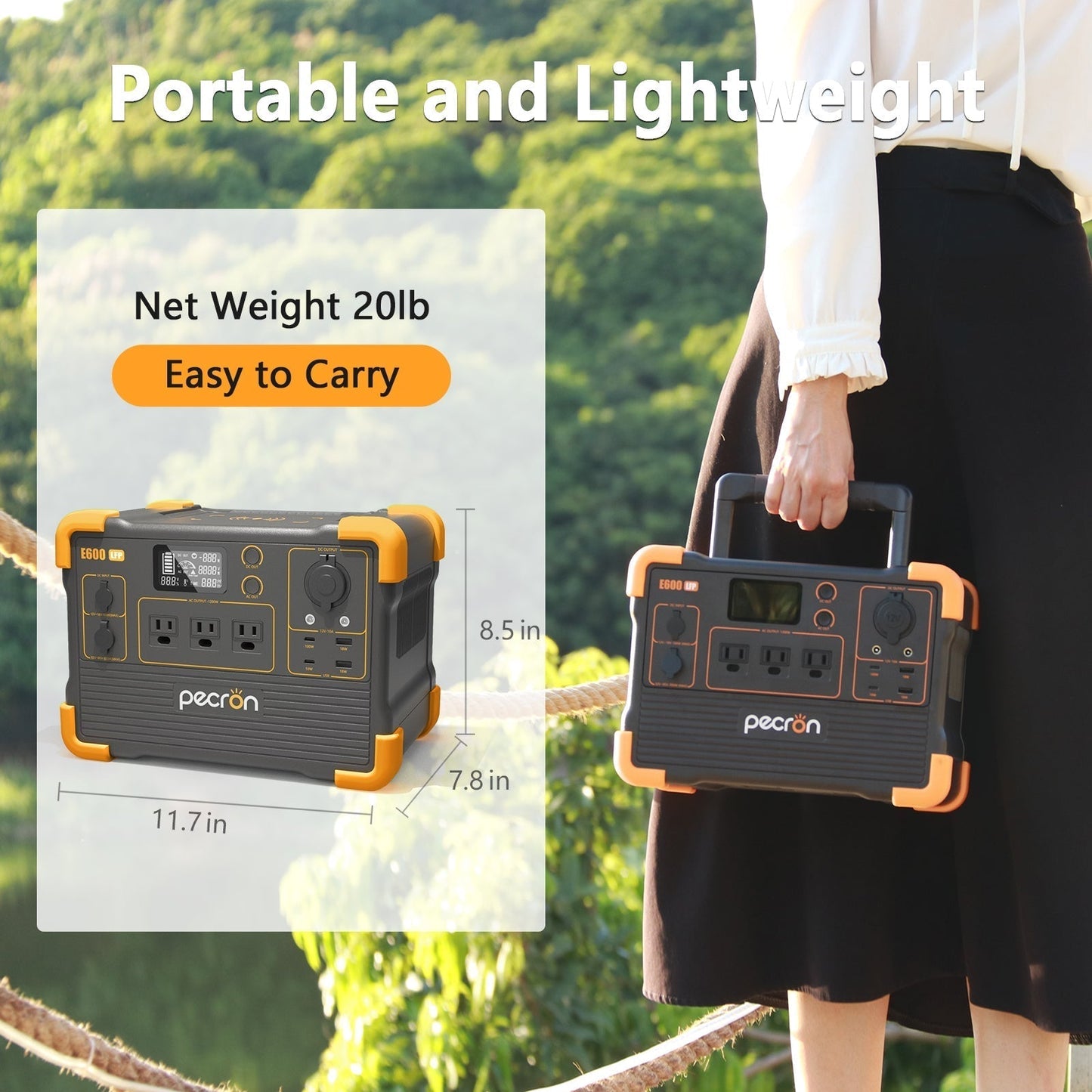 PECRON E600LFP Portable Power Station 1200W 614Wh LiFePo4 - E600LFP