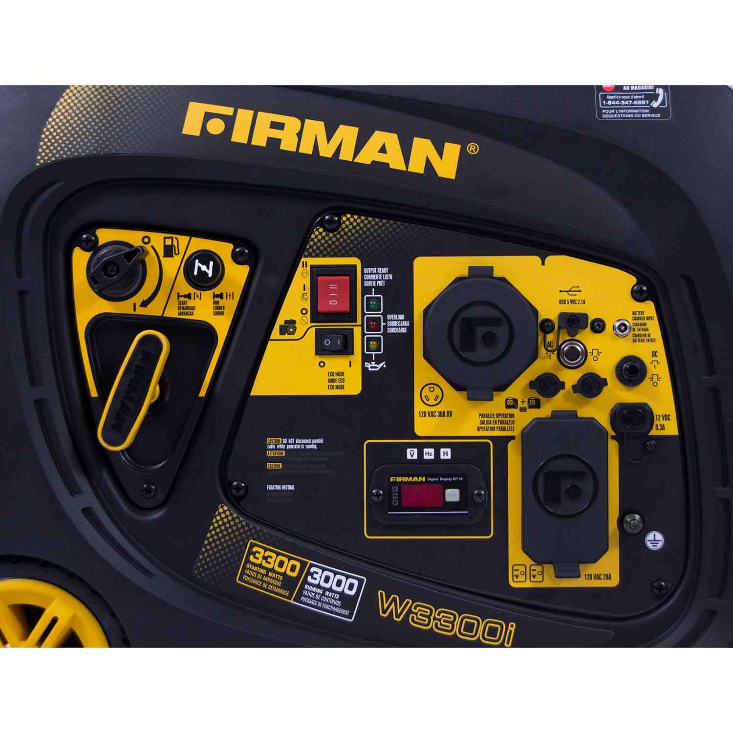Firman W03082 3000W/3300W 30 Amp Electric Start Gas Inverter Generator New W03082