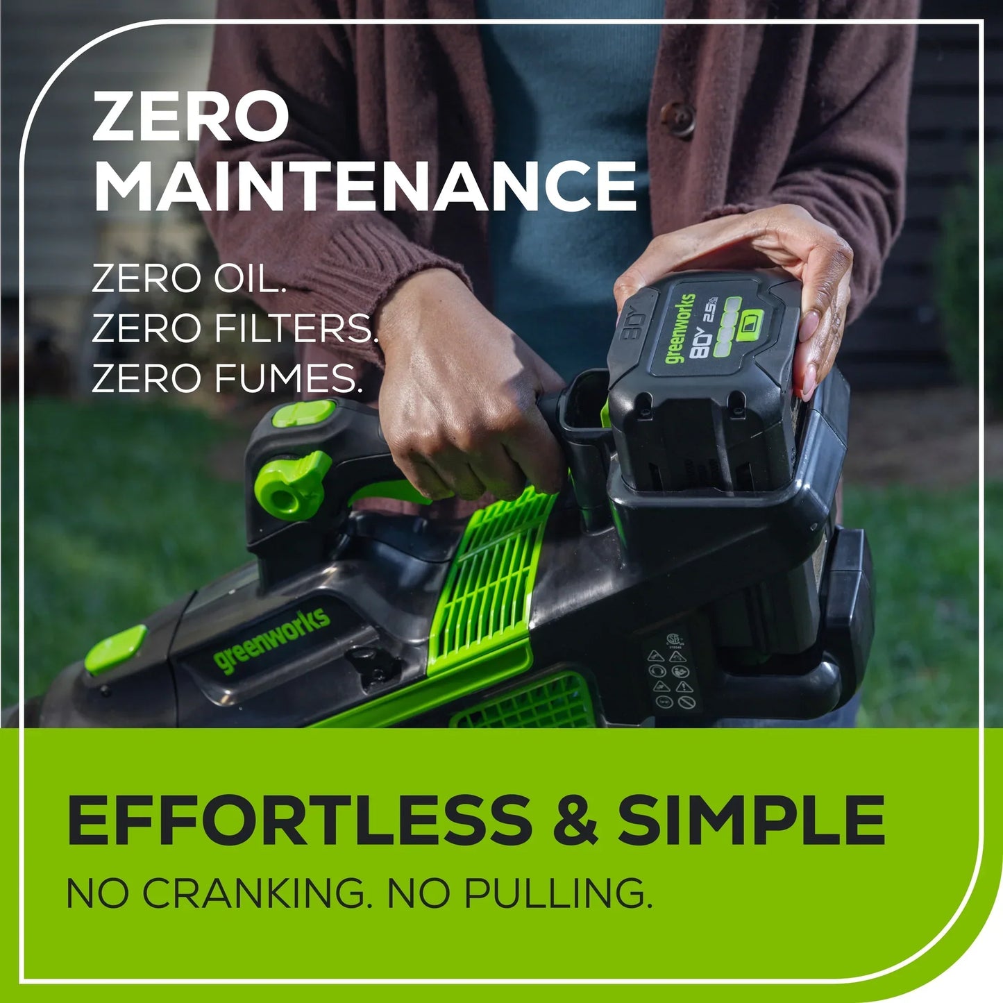 Greenworks 80V 800 CFM Brushless Leaf Blower w/ 2.5Ah Battery & Charger - 2436602