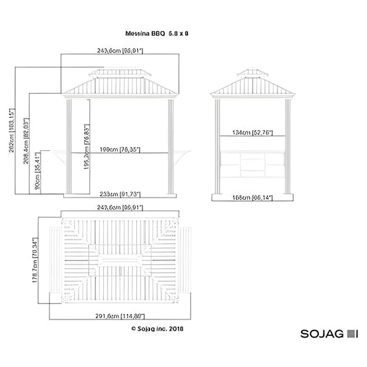 Sojag Gazebo BBQ Messina Grill 6 x 8 ft - Dark grey