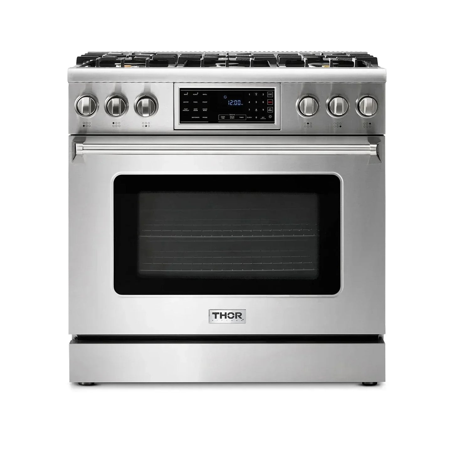 Thor Kitchen Appliance Package - 36 In. Propane Gas Range, Range Hood, Microwave Drawer, Refrigerator, Dishwasher, AP-TRG3601LP-C-5