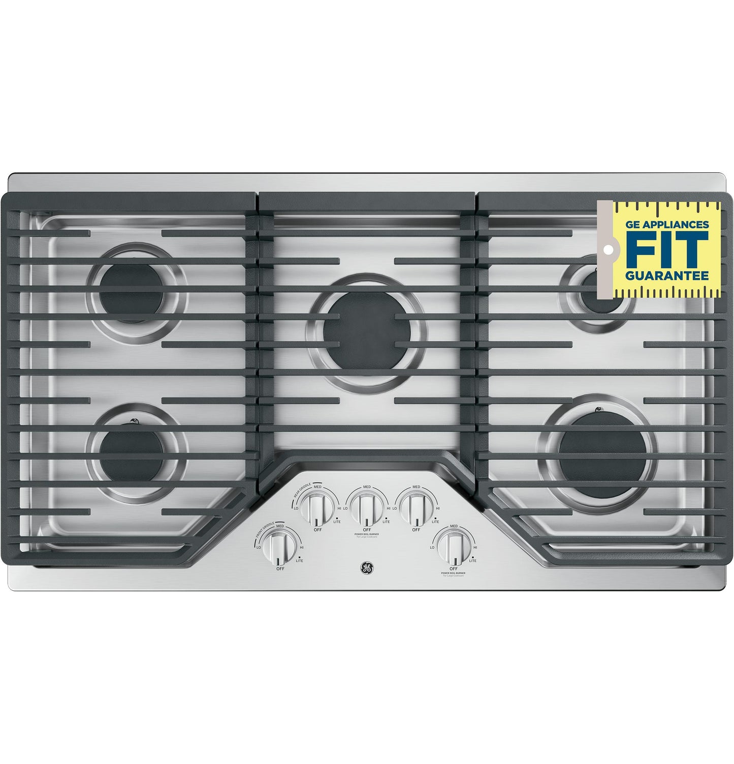 GE APPLIANCES JGP5036SLSS GE(R) 36" Built-In Gas Cooktop with 5 Burners and Dishwasher Safe Grates -JGP5036SLSS-KT