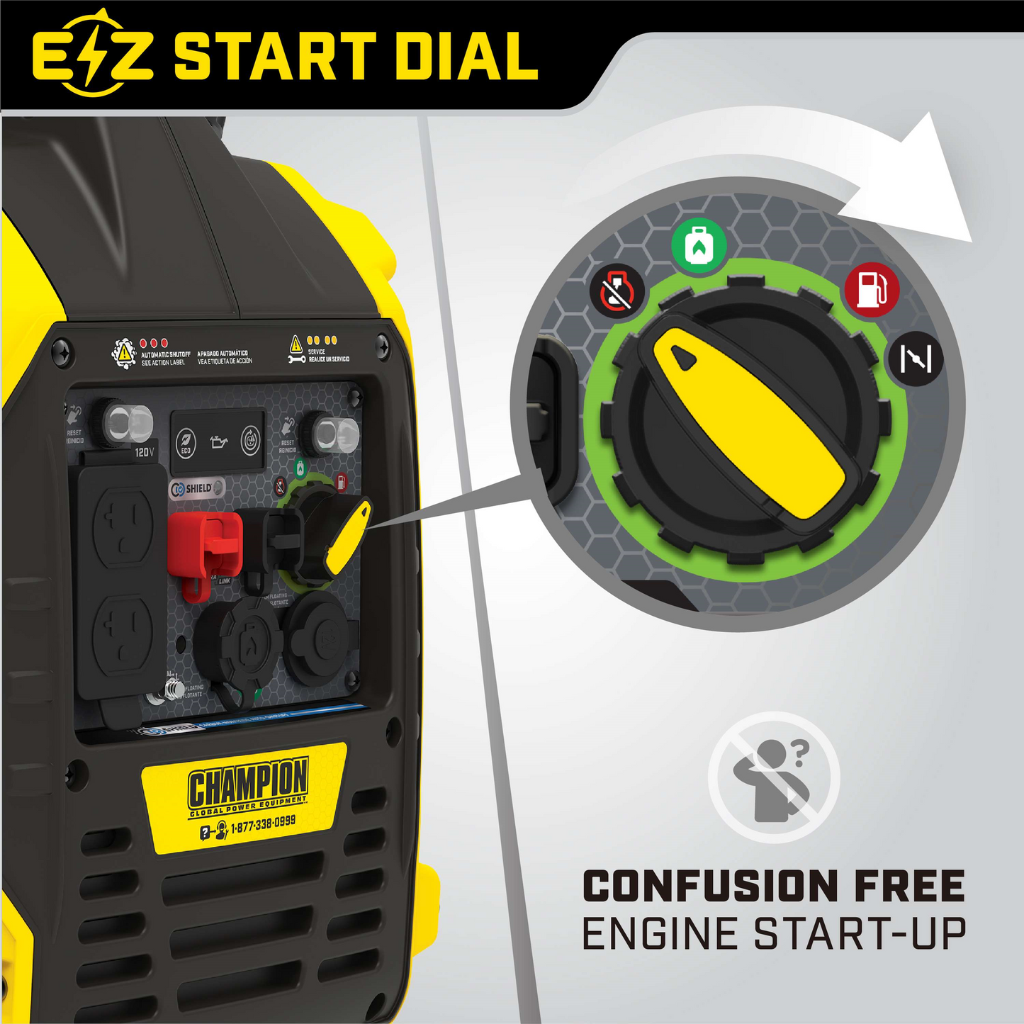 Champion 1850W/2500W Generator Dual Fuel Gas Propane Inverter Low THD CO Shield New - 201183