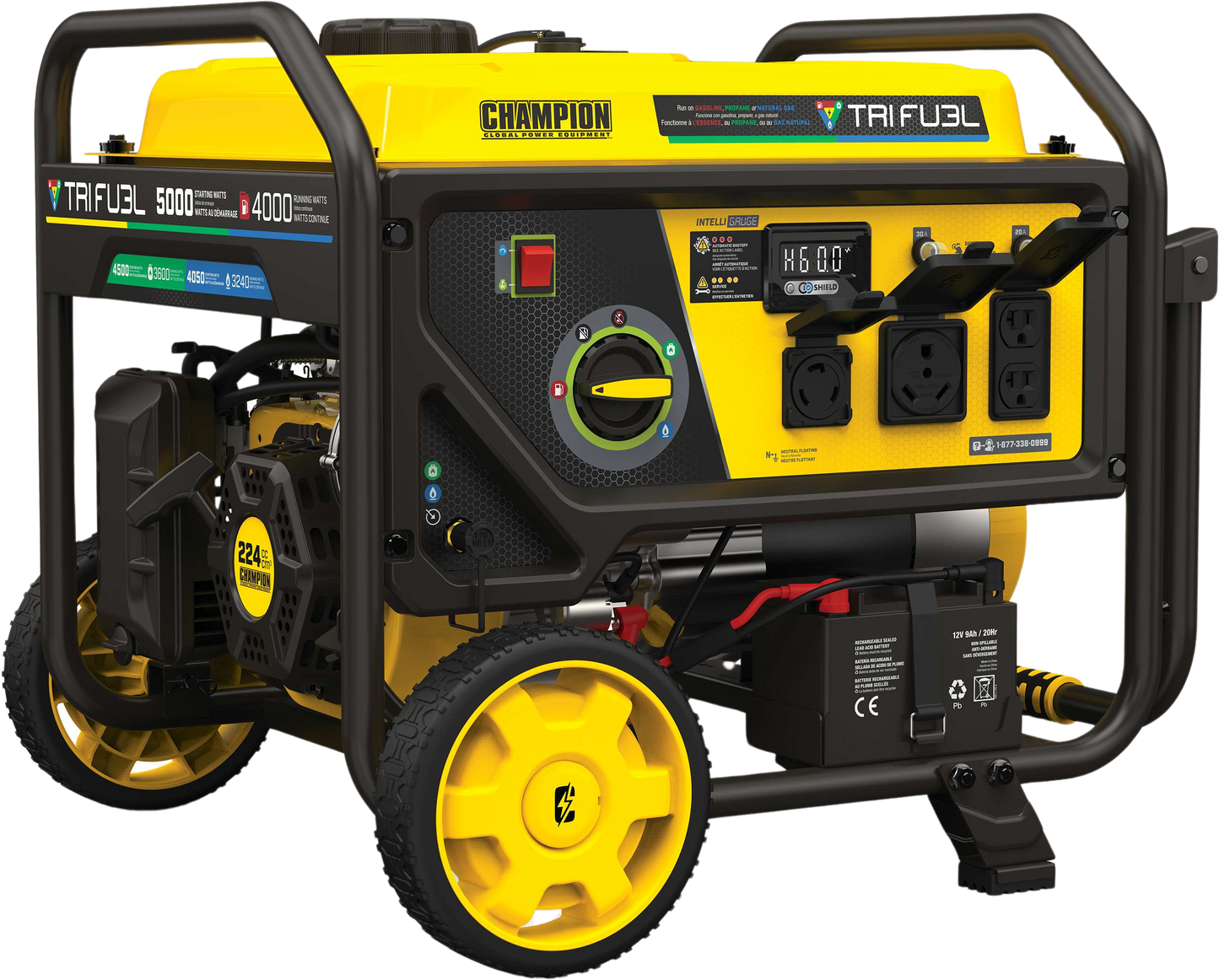 Champion&nbsp; 4000W/5000W Generator Tri-Fuel Gas Propane Natural Gas CO Shield Electric Start New - 201223
