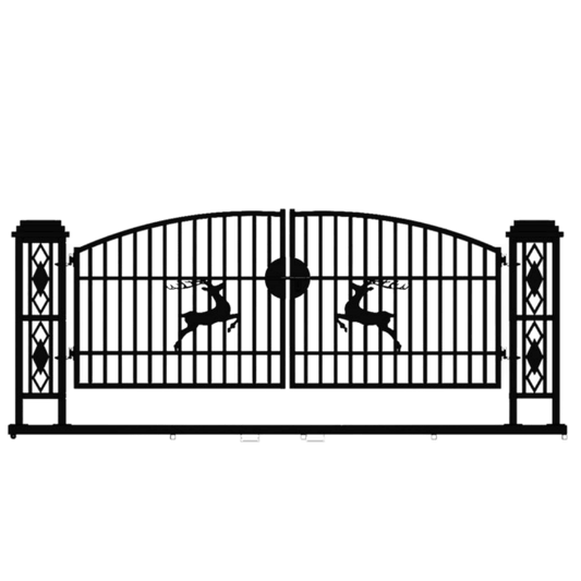 Chery Industrial 20ft Wrought Steel Garden Driveway Gate with Post