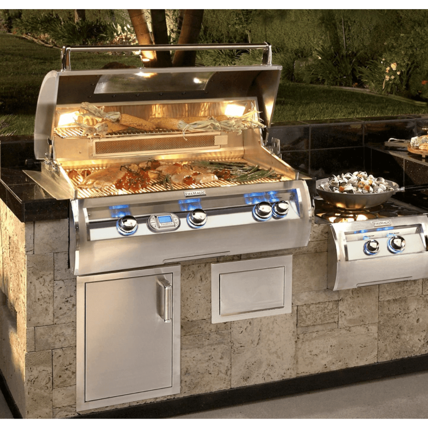 Fire Magic Echelon Diamond E790I 36-Inch Built-In Natural Gas Grill W/ Magic View Window, Rotisserie, & Digital Thermometer - E790I-8E1N-W