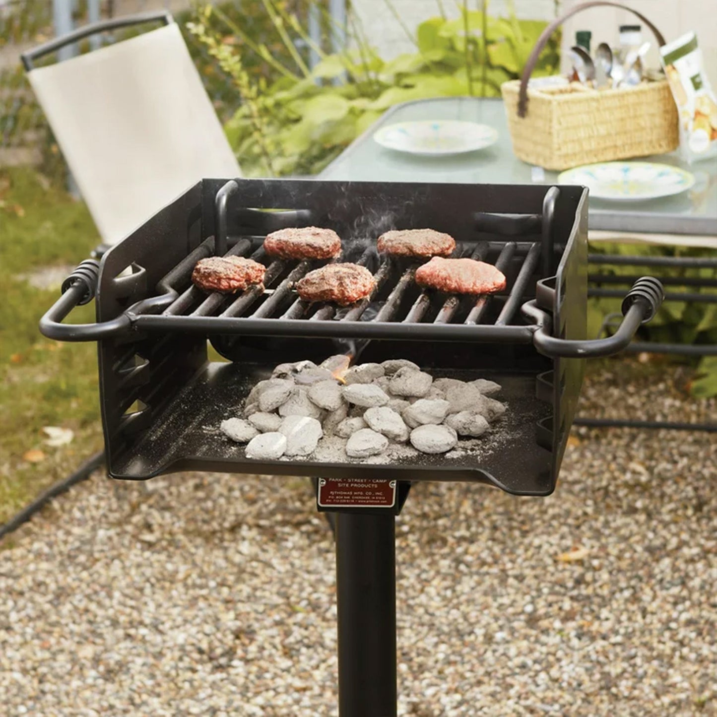 Pilot Rock H-16 B6X2 Park Style Outdoor BBQ Charcoal Grill w/ Swivel, 2 Pack - 415871