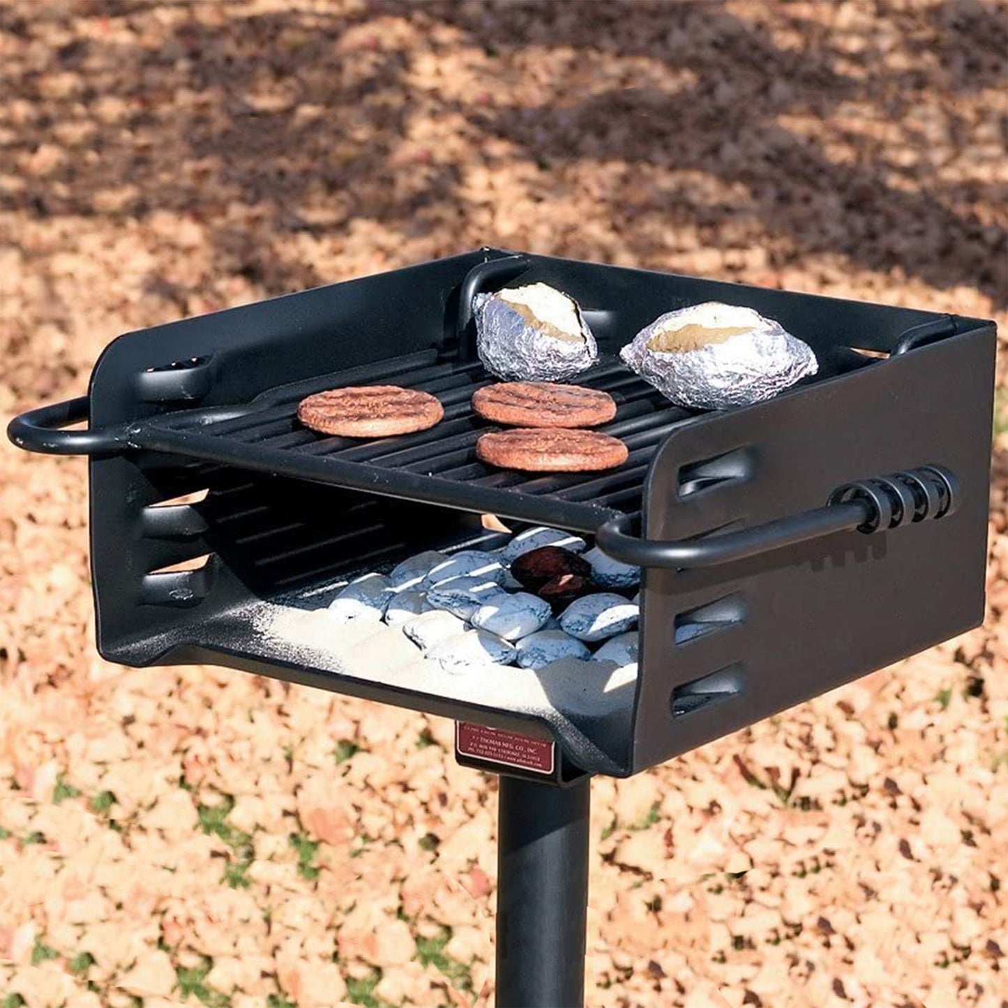 Pilot Rock H-16 B6X2 Park Style Outdoor BBQ Charcoal Grill w/ Swivel, 2 Pack - 415871