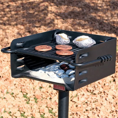 Pilot Rock H-16 B6X2 Park Style Outdoor BBQ Charcoal Grill w/ Swivel, 2 Pack - 415871