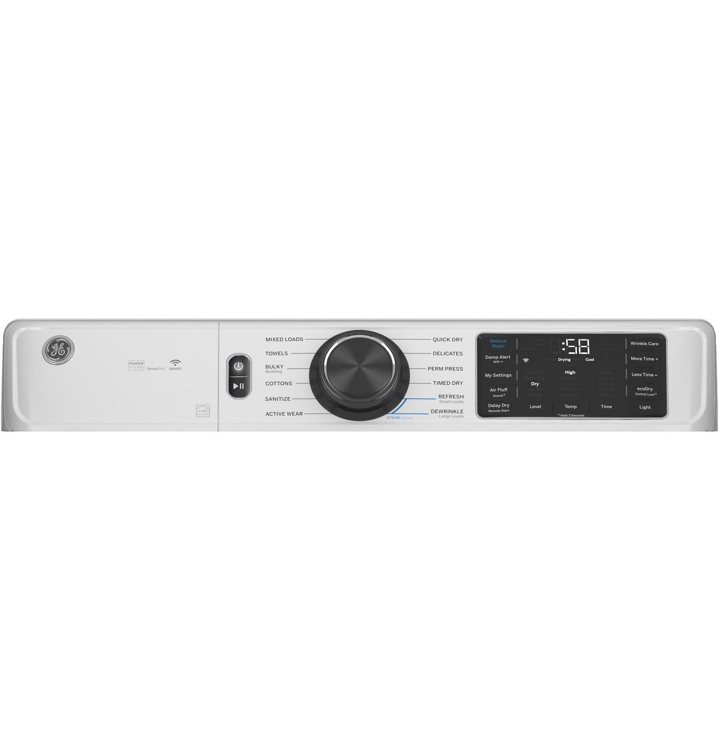 GE APPLIANCES GFD65GSSVWW GE(R) 7.8 cu. ft. Capacity Smart Front Load Gas Dryer with Steam and Sanitize Cycle - GFD65GSSVWW-KT