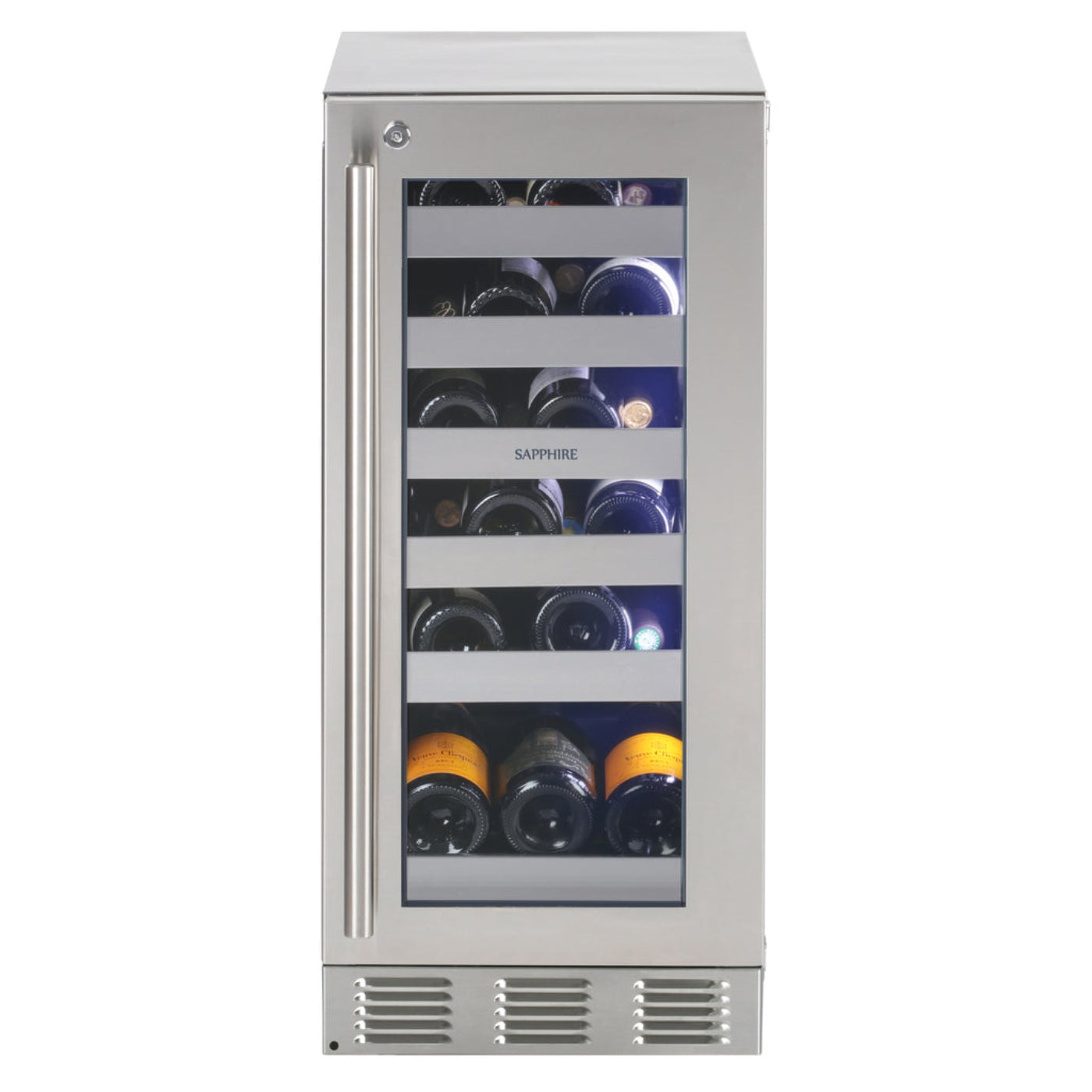 Sapphire Indoor 15" Single Zone Wine Refrigerator in Stainless Steel with Lock - SW15-SZ