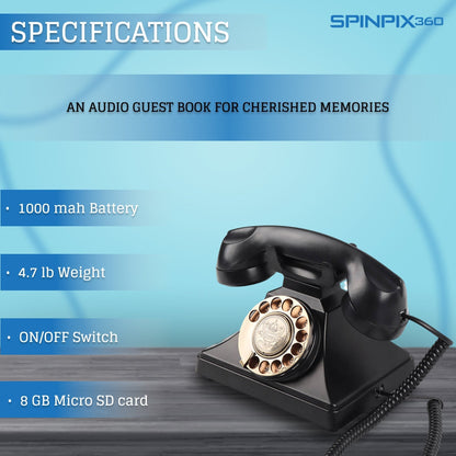 SpinPix360 Industrial Style Telephone Style Audio Guest Book