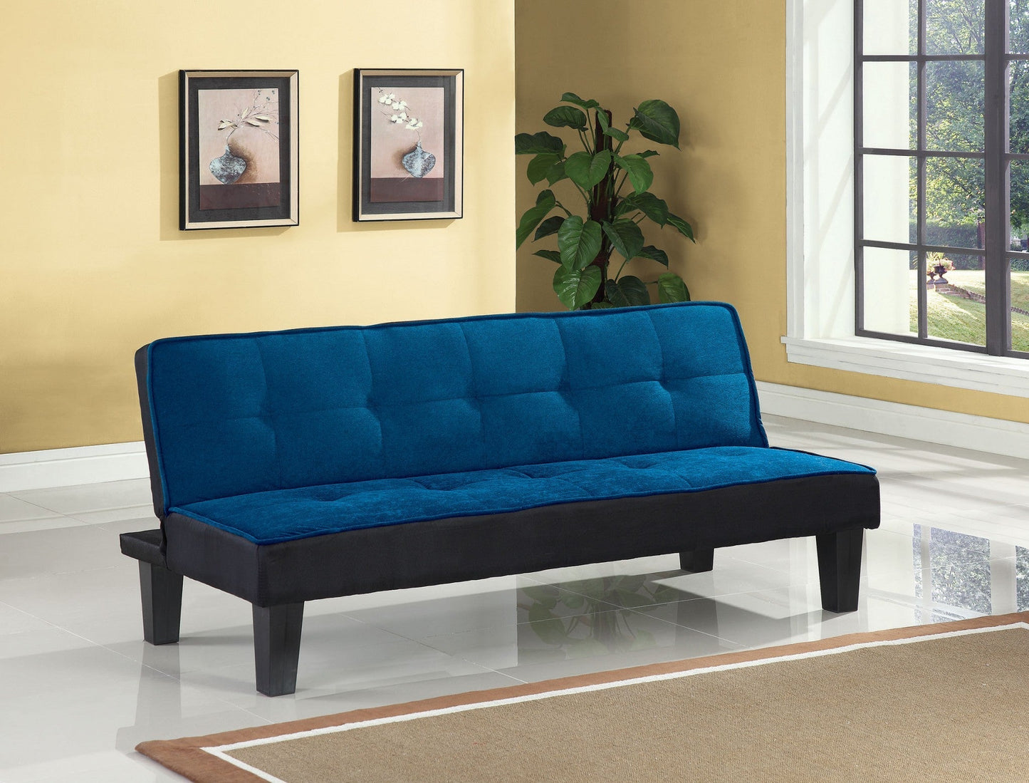 Modway Furniture 66" Chic Blue Fabric Sofa with Sleek Black Legs - Modern Armless Design for Stylish Living Spaces - 285669-HOMEROOTS