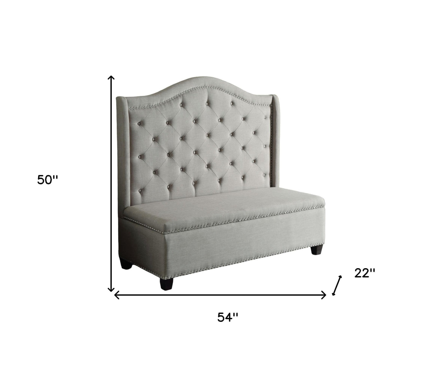 Modway Furniture 54" Beige Fabric Settee with Elegant Chocolate Legs - Versatile Sofa for Chic Home Decor Style - 285685-HOMEROOTS