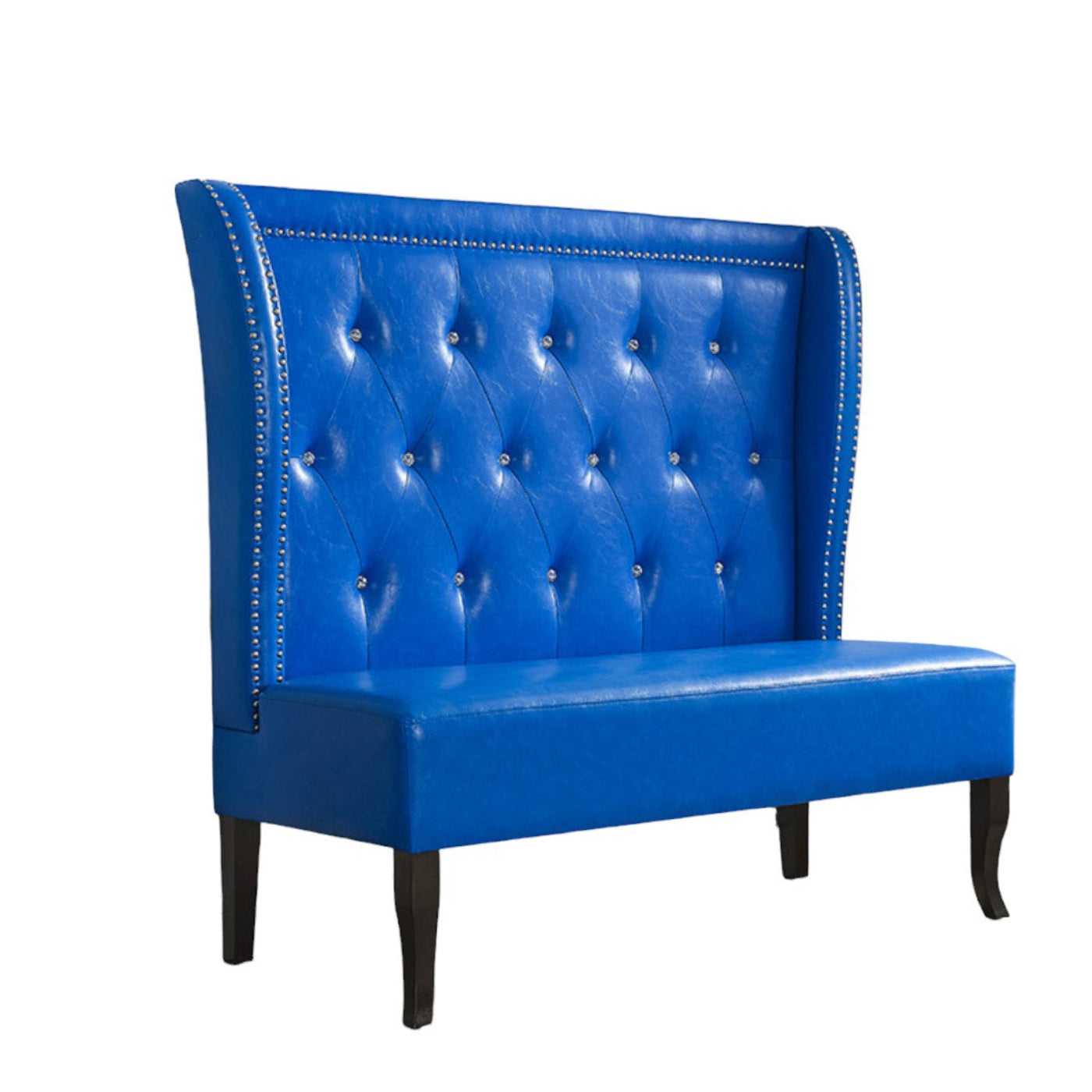 Modway Furniture 51" Blue Faux Leather Settee – Stylish Modern Sofa with Dark Brown Legs for Luxurious Living Spaces - 285985-HOMEROOTS