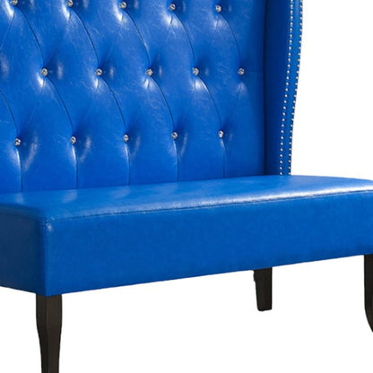 Modway Furniture 51" Blue Faux Leather Settee – Stylish Modern Sofa with Dark Brown Legs for Luxurious Living Spaces - 285985-HOMEROOTS