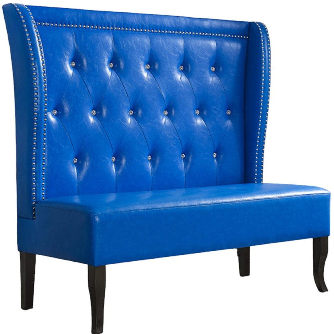 Modway Furniture 51" Blue Faux Leather Settee – Stylish Modern Sofa with Dark Brown Legs for Luxurious Living Spaces - 285985-HOMEROOTS