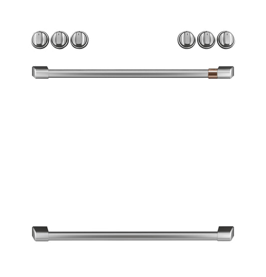 Café Front Control Gas Knobs and Handles - Brushed Stainless - CXFCGHKPMSS-KT