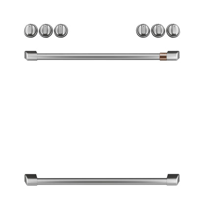 Café Front Control Gas Knobs and Handles - Brushed Stainless - CXFCGHKPMSS-KT