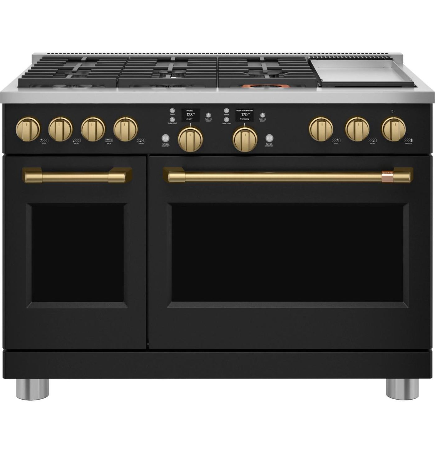 CAFE Café(TM) 48" Brushed Brass Handle & Knob Set for Pro Range and Rangetop - CXPR8HKPTCG-KT