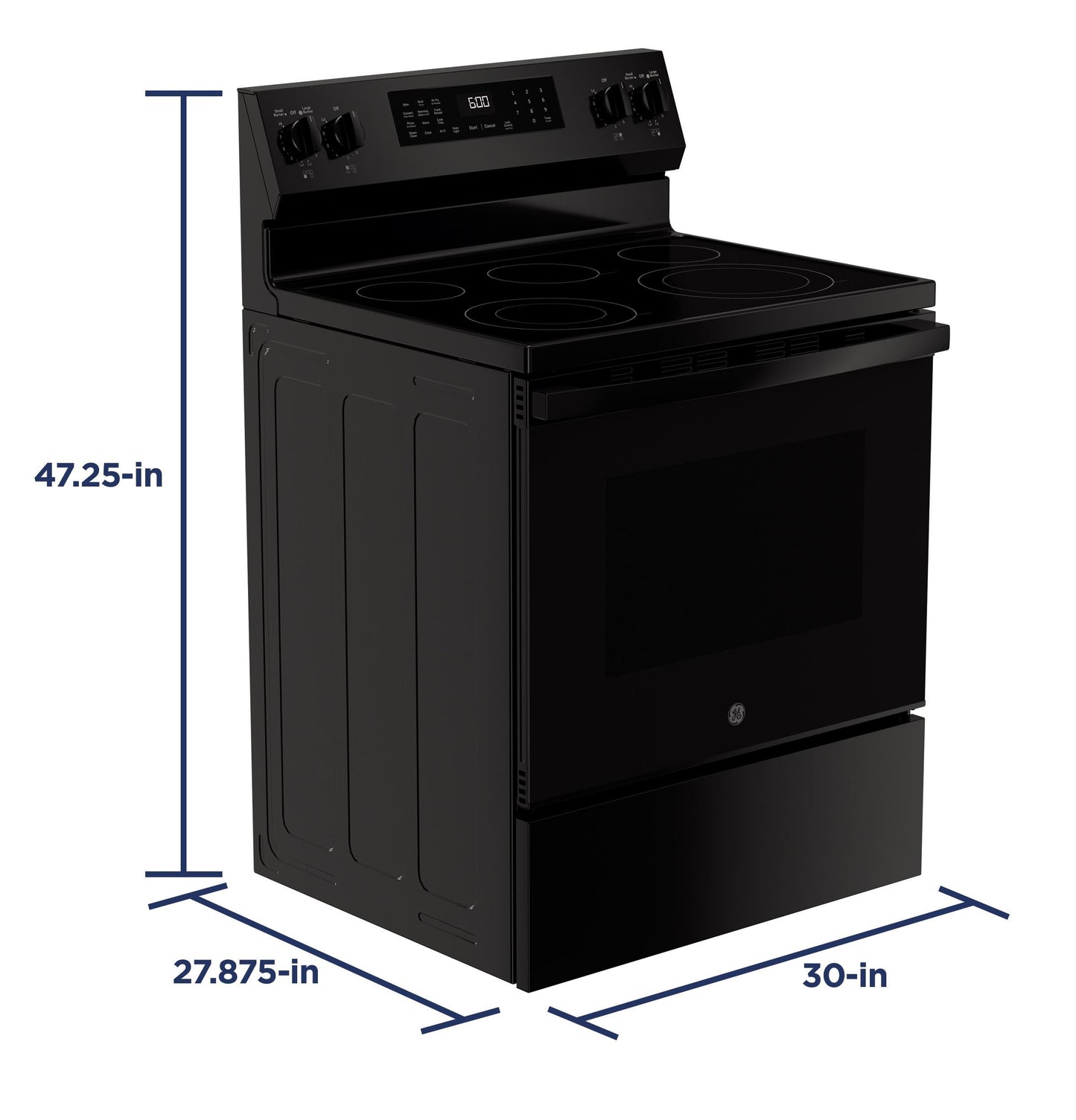 GE APPLIANCES GRF600AVBB GE(R) 30" Free-Standing Electric Convection Range with No Preheat Air Fry and EasyWash(TM) Oven Tray -GRF600AVBB-KT