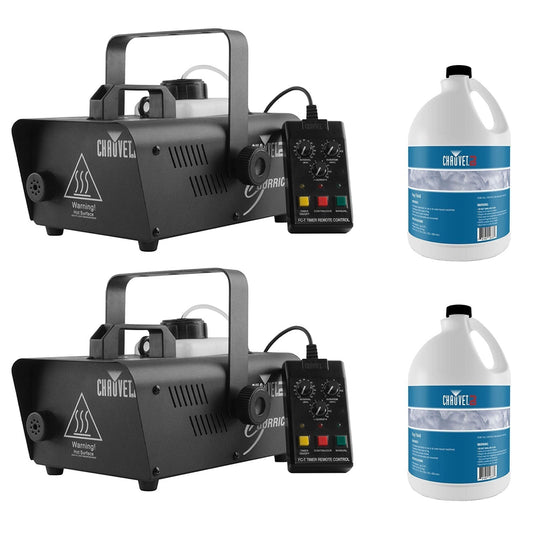 CHAUVET DJ Hurricane 1600 2.4L Fog Machine (2 Pack) + Fog Juice Fluid (2 Pack) - 157636
