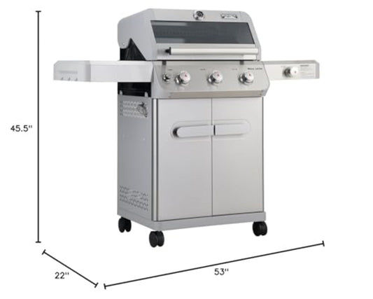 Monument Grills 3-Burner Propane Gas Grill, 48,000 BTU with Side Burner & BBQ Cover - B0CWNJ7BJ9