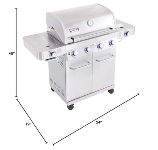 Monument Grills Larger 4-Burner Propane Gas Grills Stainless Steel with BBQ Cover(2 Items) - B0BLYWY4N7
