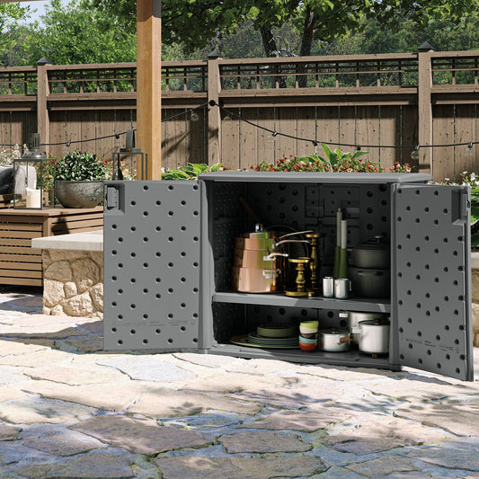 Suncast Lockable Outdoor Cabinet Deck Storage Box w/ Adjustable Shelf (3 Pack) - 320519