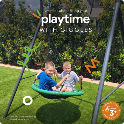 Gobaplay Outdoor Swing Set Frame with Bars & gobaplay Boat Swing Platform Saucer - 416133